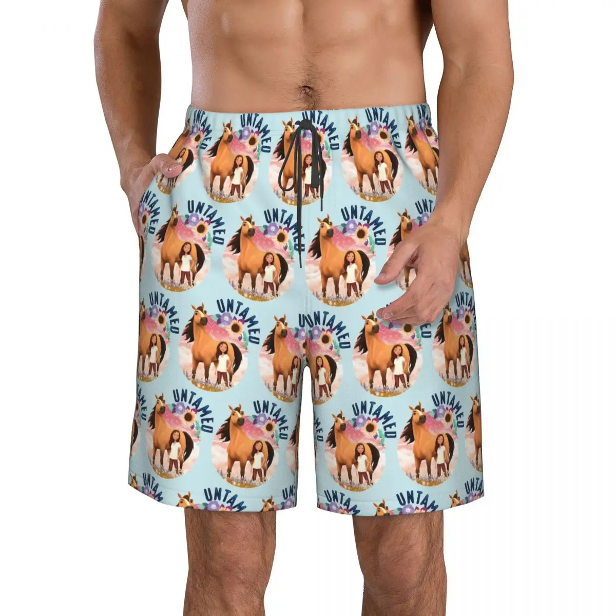 

Untamed Spirit Riding Free 1 Trunks Beach Board Shorts Casual Quick Dry Swim Summer Men Pants