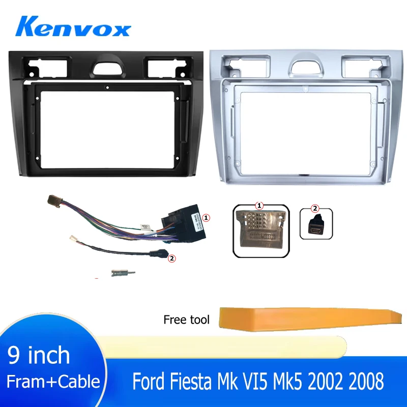 Panel de instalación de Fascia de Radio de coche para Ford Fiesta Mk VI5 Mk5 2002 2008 Android 2 Din Kit de marco de placa frontal de bisel de montaje estéreo