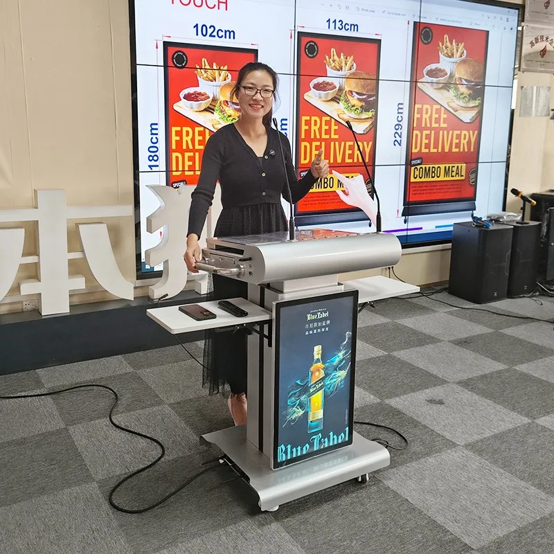 2026 Benshi 23.8 + 27 inch intelligent lifting podium interactive capacitive touch interactive microphone LCD screen display