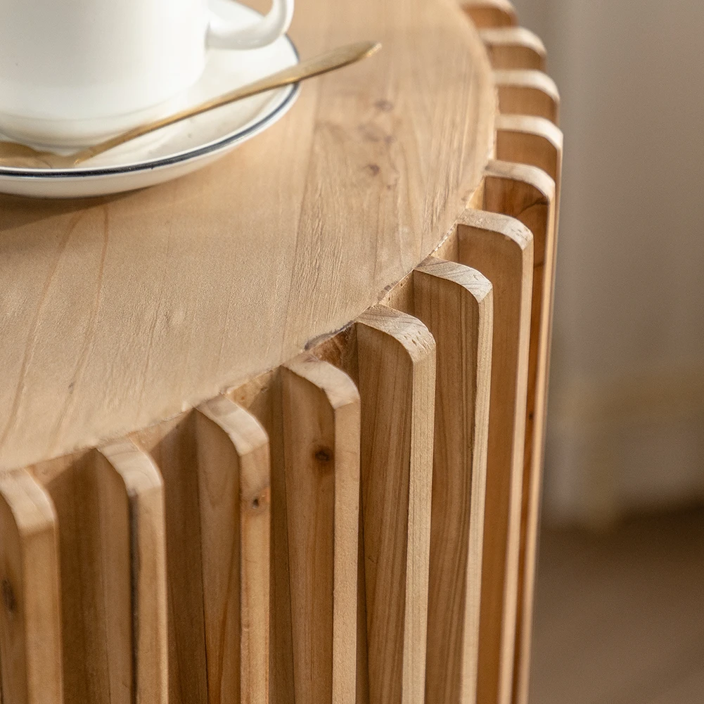 20.47" MDF Retro Farmhouse Cylindrical Coffee Table High Load Capacity For Living Room Office Dining Room