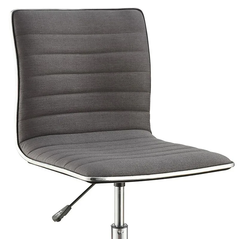 Grey and Chrome Armless Office Chair with Casters On-Site