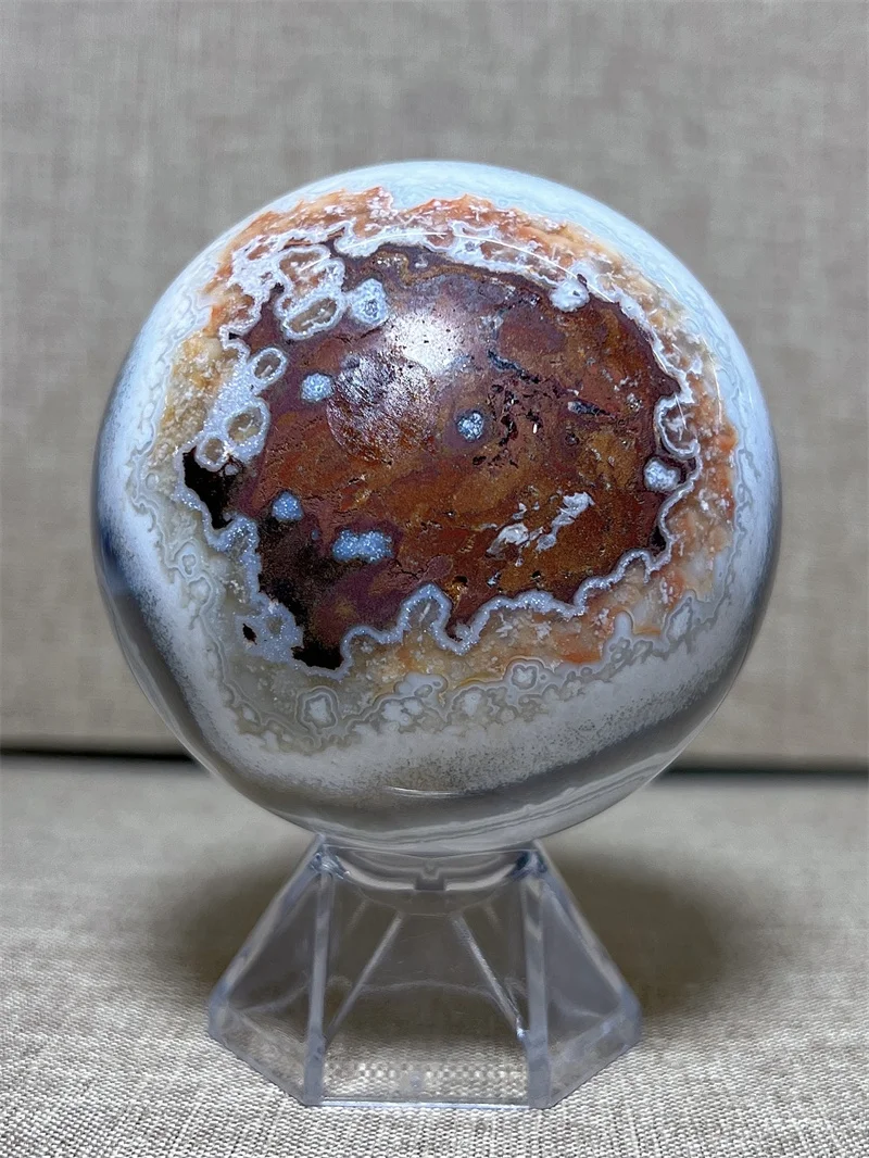 

Natural Mexico Agate Sphere With Rain Bow Free Form Carving Reiki Healing Stone Home Decoration Exquisite Gift