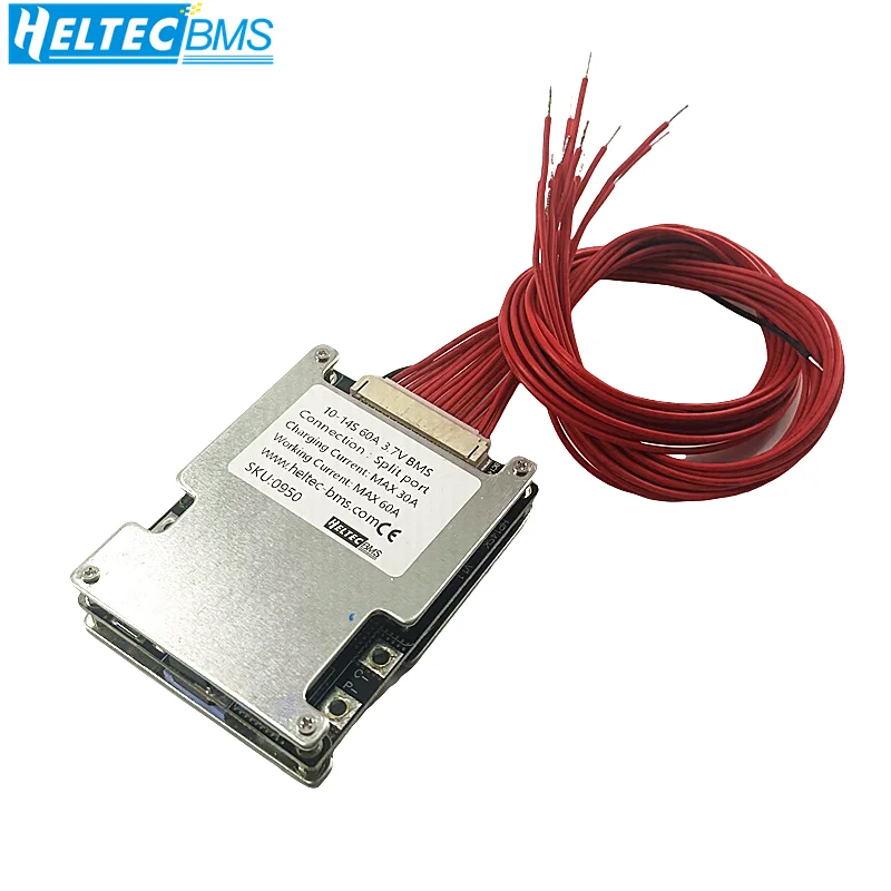 Heltecbms bms 14s 48v lithium 60a 40a 11s 12s 13s bms 48v 18650/21700 lithium battery protetcion board split port