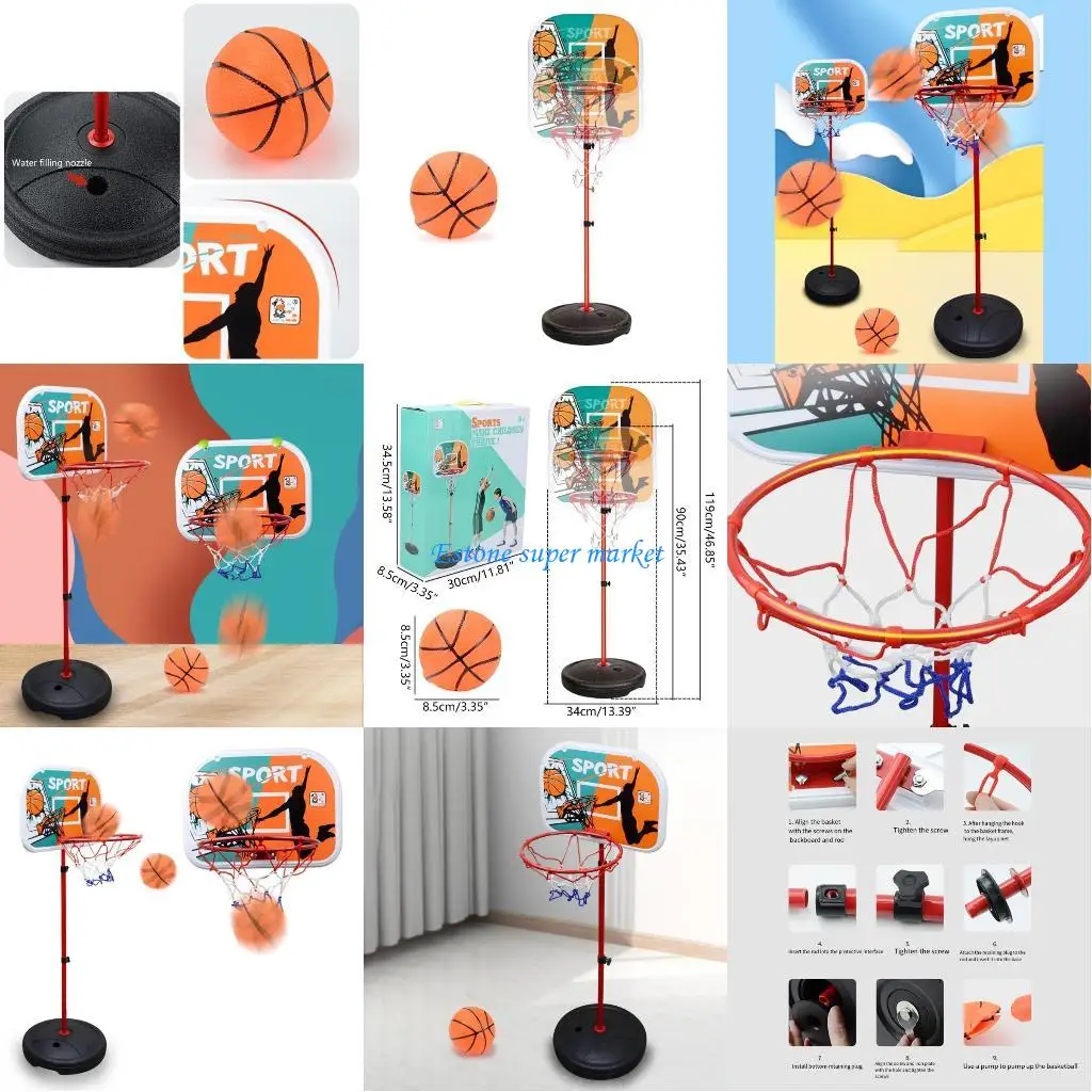 كرة السلة للأطفال 090B بارتفاع 2.9-3.9FT كرة صغيرة محمولة للعب في الأماكن المغلقة والخارجية #1