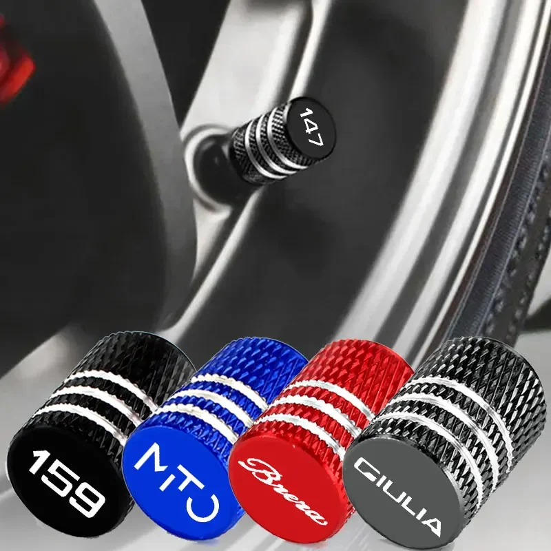 Car Tire Valve Caps Auto Airtight Covers Wheel Protection Accessories for 147 156 159 MITO GT Giulia STELVIO Brera