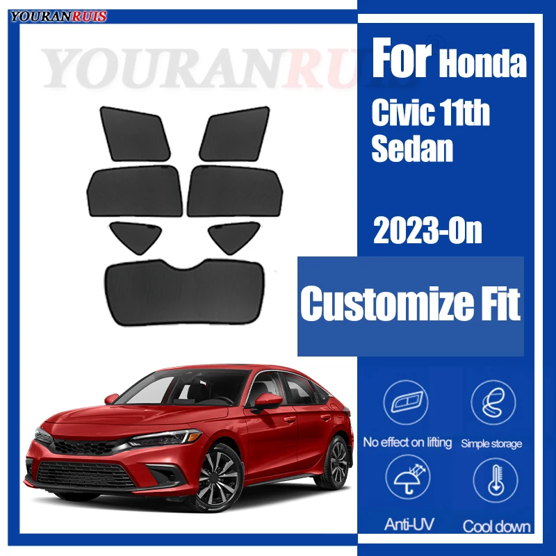 

Customize For Honda Civic 11th 2023-On Car Side Windows Sunshade Curtains Mesh Heat Insulation Protect Privacy Accessories