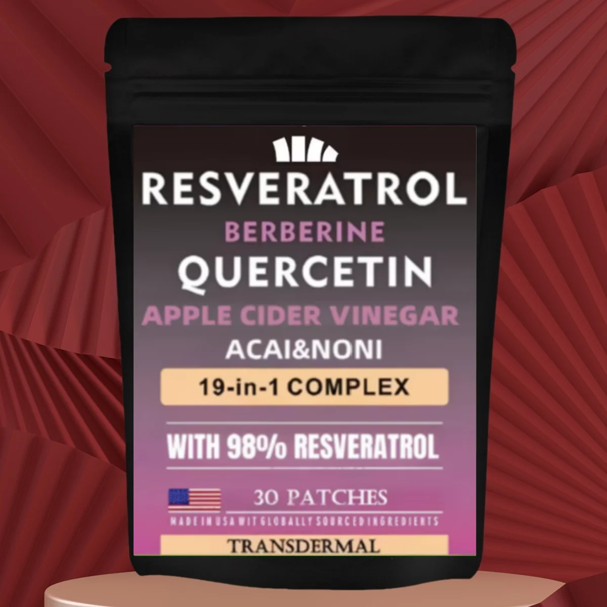 

Трансдермальные пластыри с ресвератролом, кверцетином, берберином и расторопшей для омоложения, 30 штук