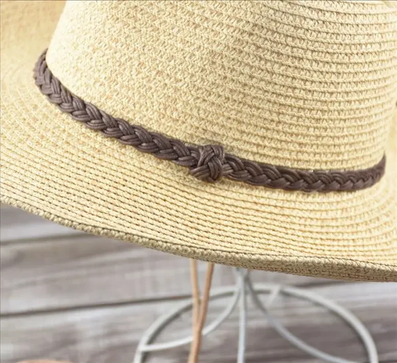 New XL Big Size 62cm Panama Jazz Straw Hat for Women Men Dig Out Summer Beach Sun Hat Windproof Folding Rope UV Protection Hat