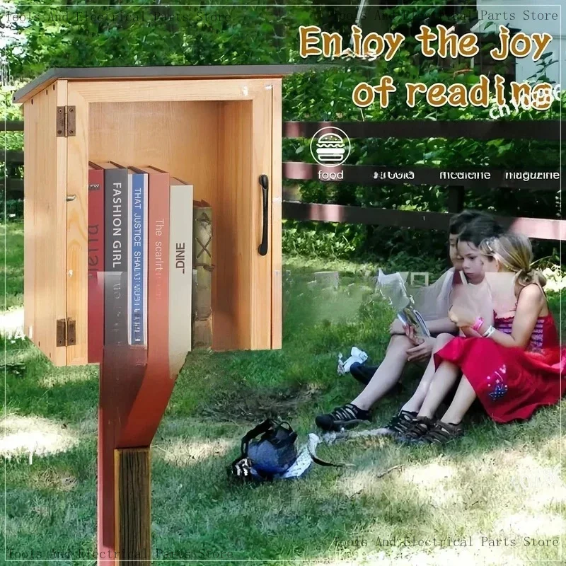 Wooden Outdoor Library Book Storage School Letter Mail Box Transparent Newspapers And Magazines Solid Wood Bookstore