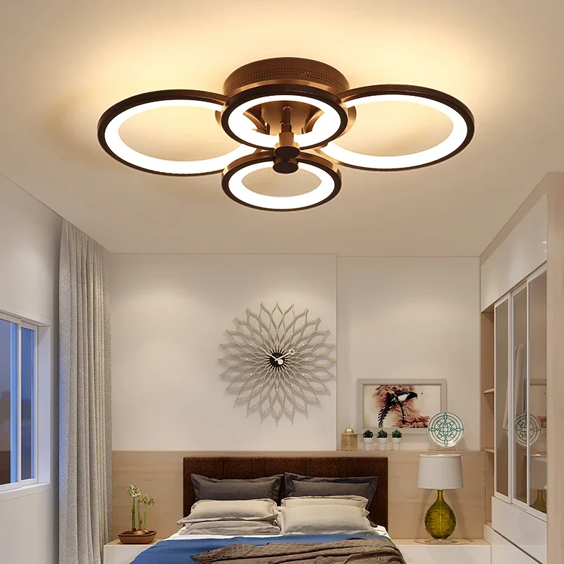 Modern minimalist living room, study, bedroom, LED chandelier, white/black circular indoor ceiling lighting fixtures