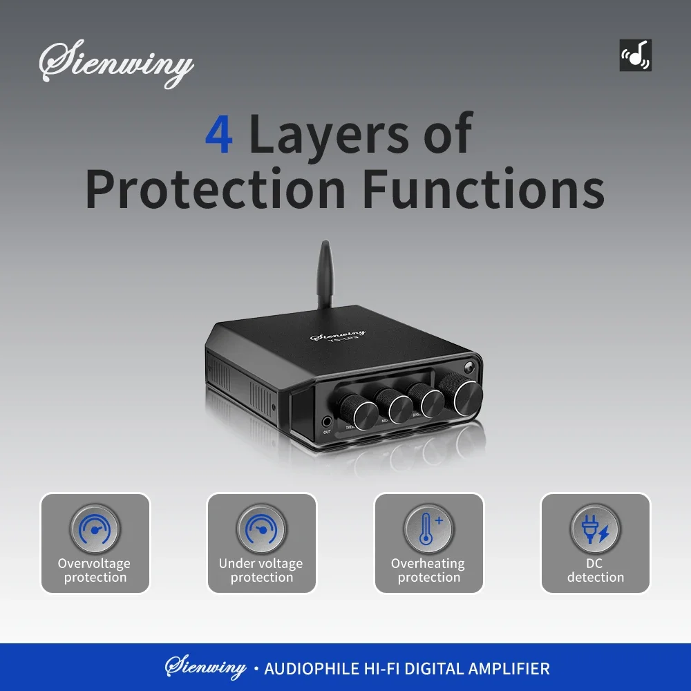 Amplificatore Hi-Fi YS-LP3 con ingressi Bluetooth/AUX/USB Uscita 50W+50W Sensibilità 280mV Chip TPA3116 Stereo 2.0 canali