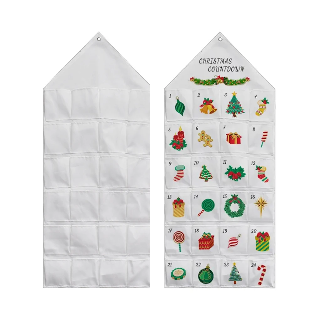 2pcs Pack Blank Sublimation Canvas Christmas Advent Calendar Wall Hanging Bag