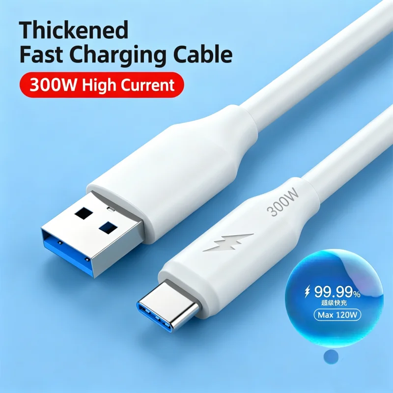 300W USB A to Type C Thickened Charging Cable 0.25M 1M 1.5M 2M Optional Safe Stable Charge & Data Transfer Cord For Xiaomi