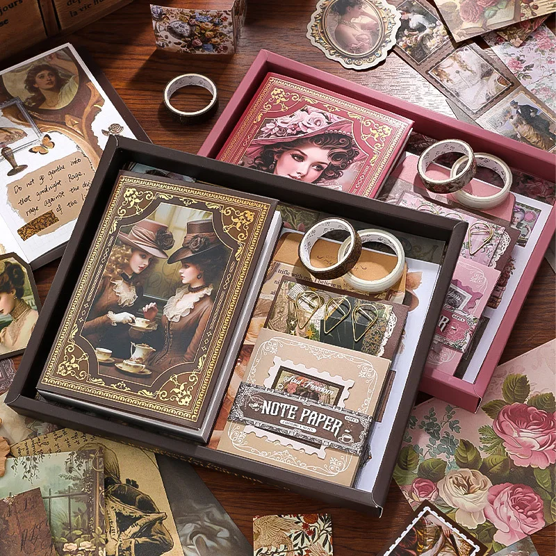 

Retro Series Scrapbook Kit Journal Kit With A6 Notebook Stickers Scrapbooking Supplies For Teen Girl Kid Adult Diy Gift
