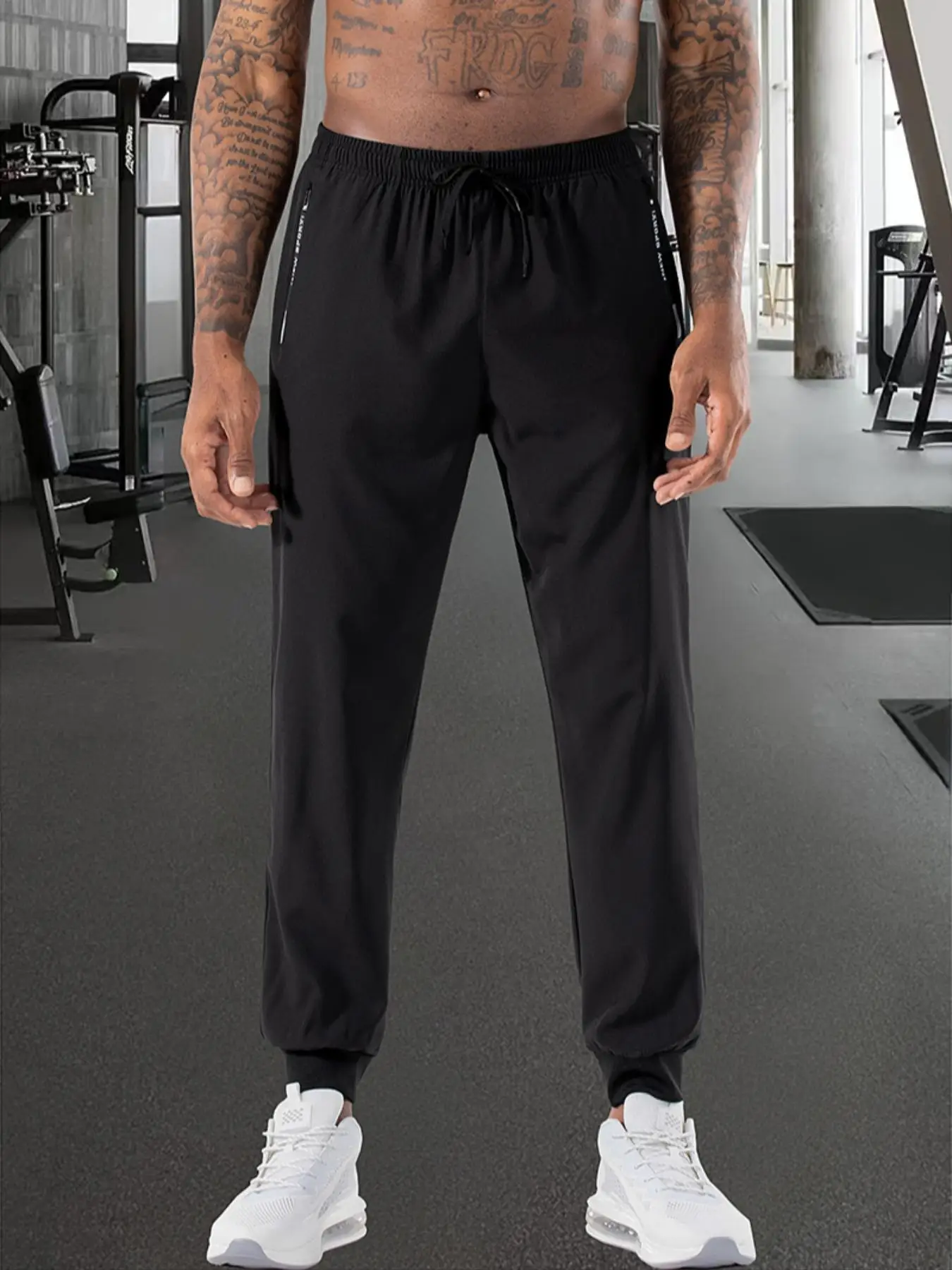 طقم بنطال رياضي كاجوال صيفي للرجال مكون من قطعة واحدة، بنطال ضيق، قماش رفيع ومريح، تصميم بسحاب، مناسب للترفيه المنزلي، الرياضة، ممارسة الجري، ملابس العمل اليومية