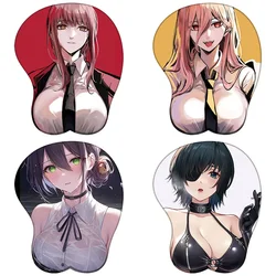 Makima 3D Silicone Mousepad Chainsaw Demon Power Reze Kobeni Himeno 3D Wristband Mouse Pad Anime Sexy 3D Wrist Rest Mouse Mat