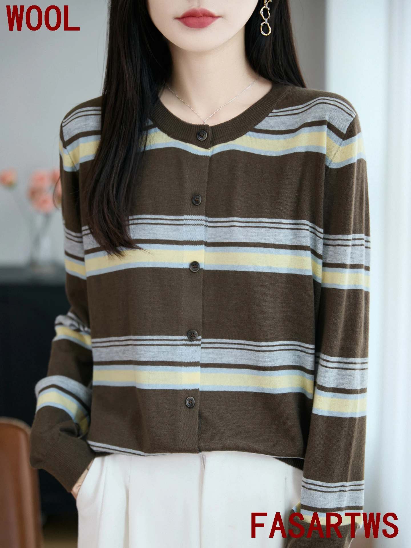 الصوفى الصوف سترة سويتر مقلم س الرقبة طويلة الأكمام البلوز سترة ناعمة غير رسمية المرأة الخريف الشتاء عالية الجودة موضة متماسكة