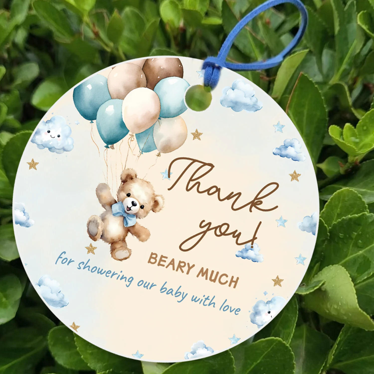 

50Pcs Balloon Bear Hanging Tags Thank You Beary Much Paper Labels For Birthday Celebrating Party Decorations DIY Gifts Packaging