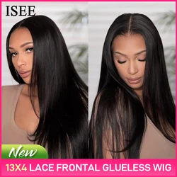 Wear And Go Glueless Human Hair Wig ISEE HAIR Malaysian Straight 13x4 Lace Frontal Human Hair Wig Ready To Wear Real HD Lace