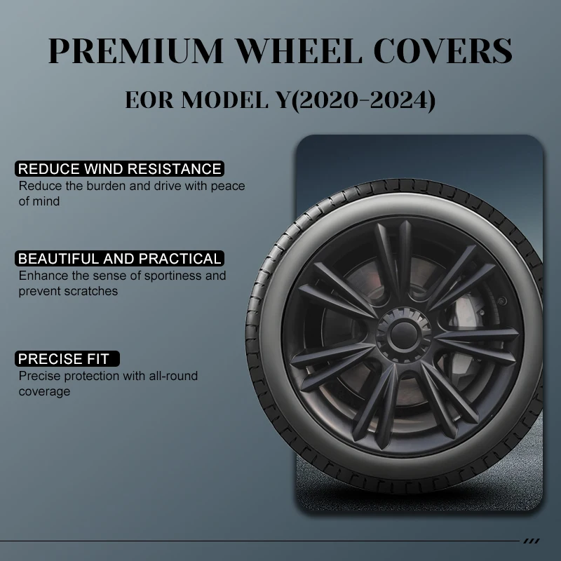 4 pièces pour Tesla modèle Y 2020-2024 couverture de roue de Style sportif 19 pouces remplacement de voiture capuchon de moyeu Automobile jante complète accessoires de voiture