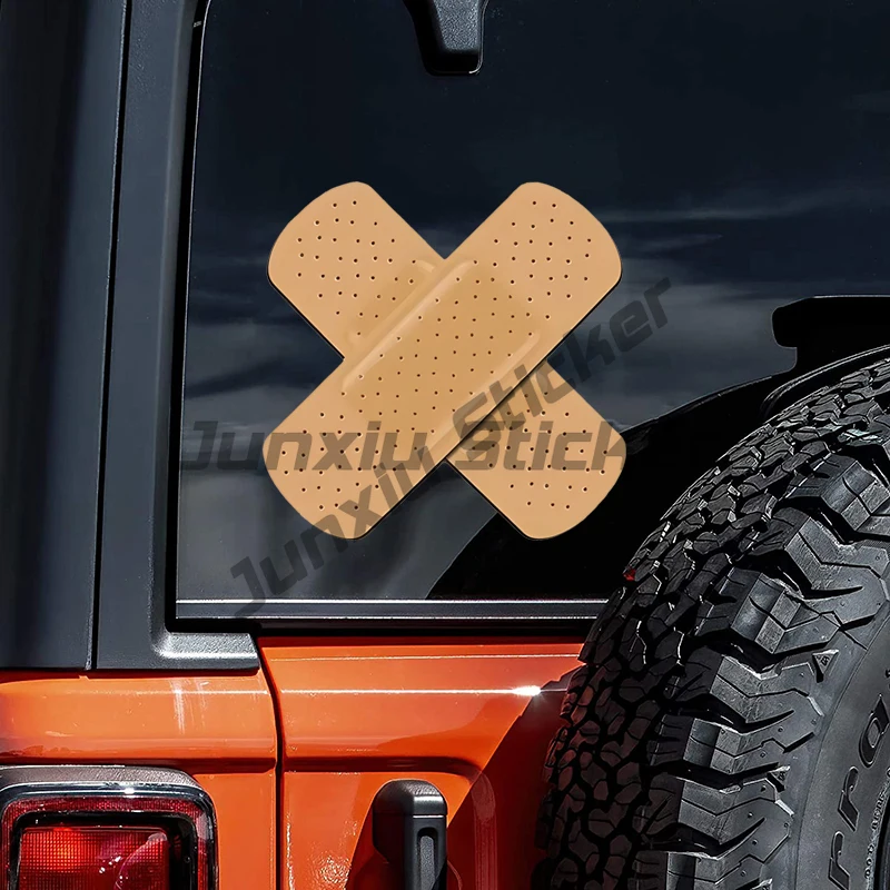 

Band Cross Funny Ouch Car Stickers for Car Bumper, Laptop, Helmet, Wall, Waterproof