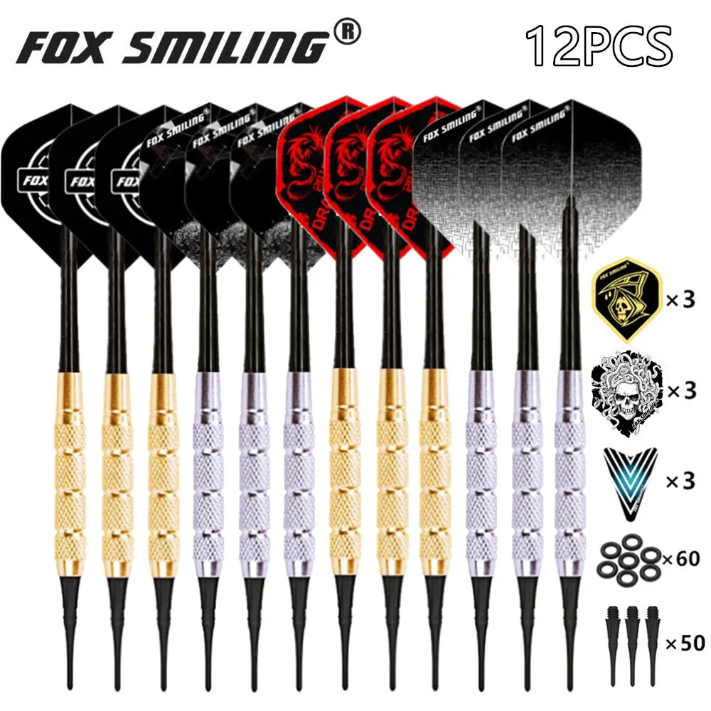 Fox Smiling 12PCS 18g Electronic Soft  Darts With Nylon Darts Tips And Darts Accessories