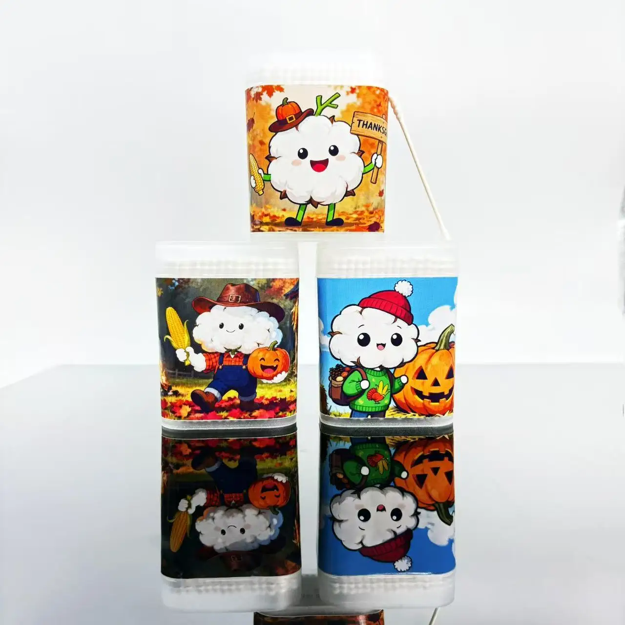 200 قطعة/600 قطعة عيد الشكر تحت عنوان مزدوجة نهاية مسحات القطن الأبيض الإبداعية دوامة مستديرة الشكر عنصر أعواد قطنية العصي #3