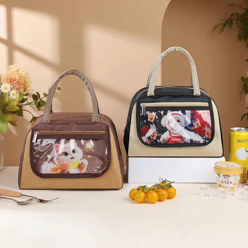 

Симпатичная мультяшная сумка-трапеция для обедов с термоизоляцией — портативная переносная сумка для детей и офисных работников