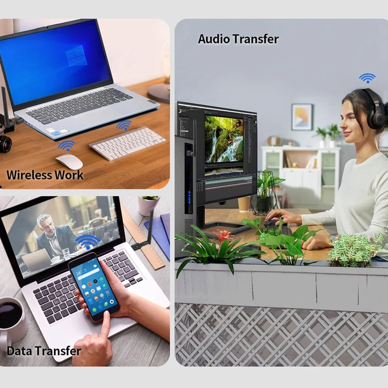 Bluetooth USBドングルUSBアダプター,PC,マウス,キーボード,オーディオレシーバー,無料ドライバー,150m, 5.4