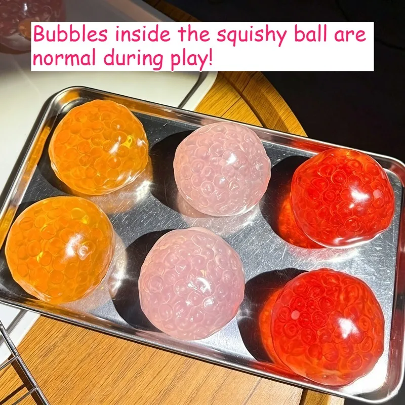 Coconut Oil Pearl Ball Squishy Caviar Bead Fidget Toy Squeeze Stress Relief Mochi Squishy Sensory Decompression Toy for Adults