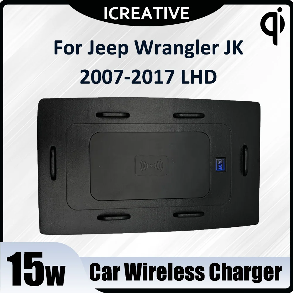 

Wireless Car Charger Qi 15W Fast Charging Pad for Jeep Wrangler JK 2007-2017 Car Accessories Wireless Charge Center Console Part