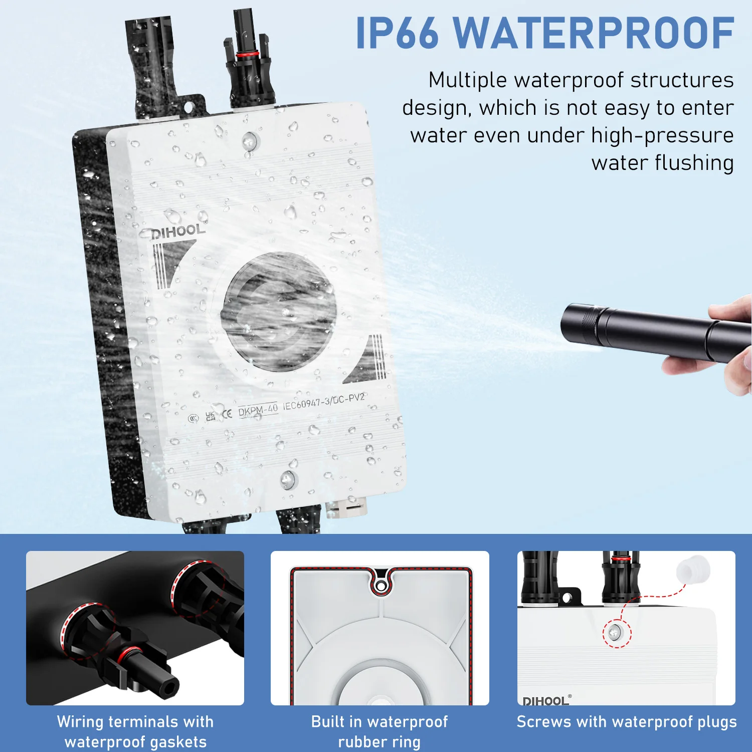 

DC Photovoltaic Isolation Switch DKPM-40 Outdoor Waterproof Solar Power DC1500V Power Cut-off Switch
