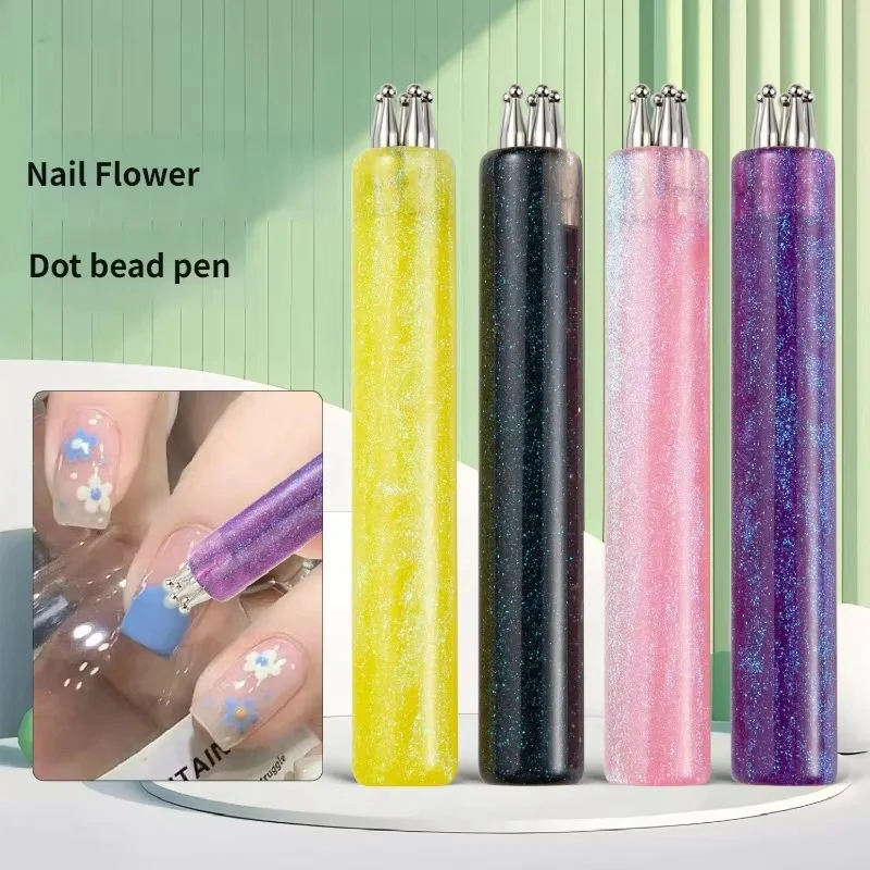 DIY Nail Art 5-Petal Dotting Tool Flower Creator 1.8mm Fine Tip Rhinestone Pickers Glitter Handle Manicure Nail Tools Brushes