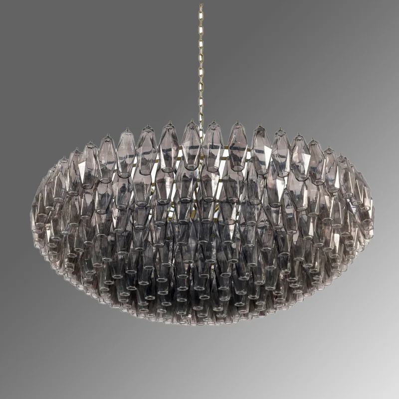 

Modern LED ceiling glass chandelier for dining room, round chandelier for living room, dimmable, stainless steel lustre