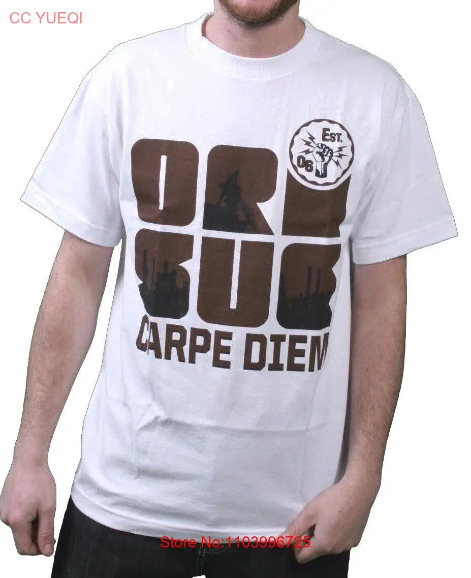 Orisue Mens White Brown Black Carpe Diem Union Working Industry T-Shirt NWT