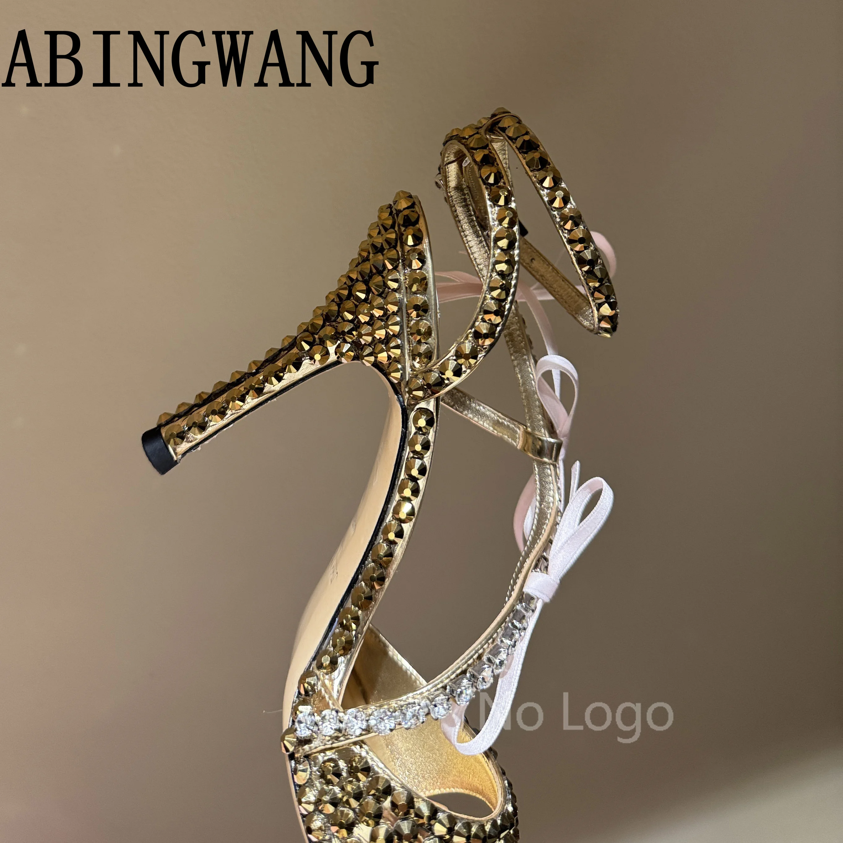 High Quality New Summer New Genuine Leather Crystal High Heel Sandals Buckle Strap Peep Toe Pumps Sexy Party Sandals Women Mujer