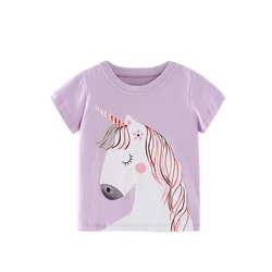 Jumping Meters 2-7T Summer Girls TShirts Short Sleeve Children's Tees Cotton Baby Clothes Animals O-neck Kids Tops Costume