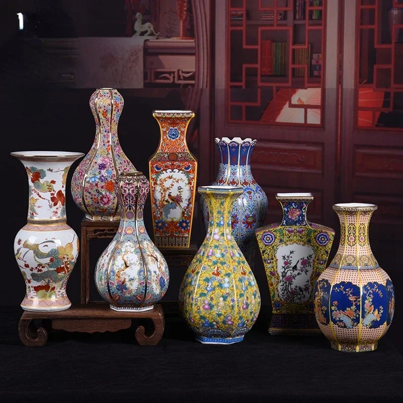 Jingdezhen Porcelain Vase Carving Arrangement Decoration Ceramic Crafts Pot Decor