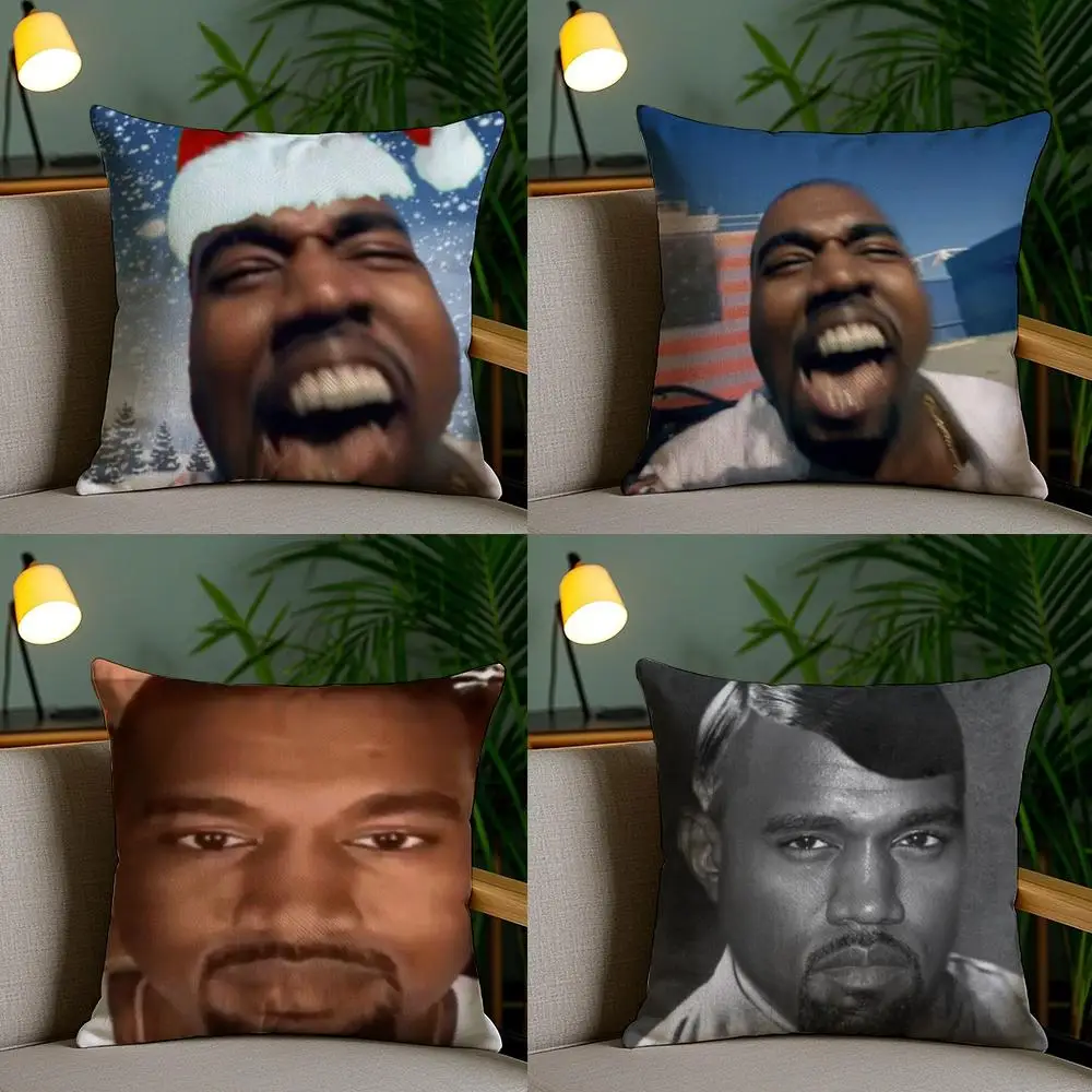 Funny K-kanye Meme Cushion Cover Cushion Cover Soft Washable Pillow Case Multi-Scene For Couch Bed Travel Office Use