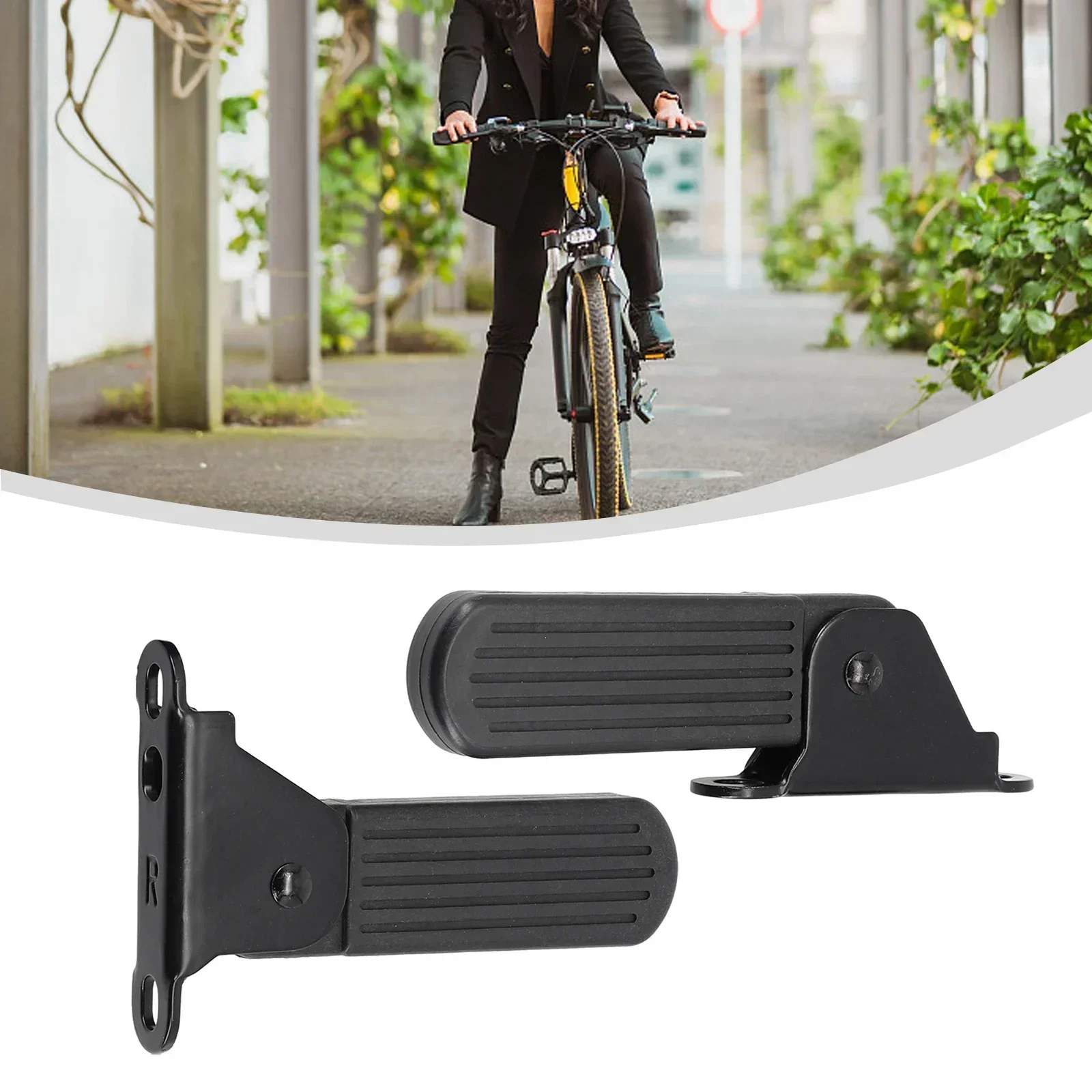 1pair Electric Moped Front Pedal Scooter Front Foldable Pedal Leg Support Pad Thickened Steel Plate Ebike Accessories