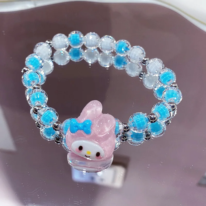 Acrylic Sanrio Children\'s Bracelet Cartoon Kulomi Baby Lotso Melody Cinnamoroll Crystal Adjustablet Beads Jewelry Accessories