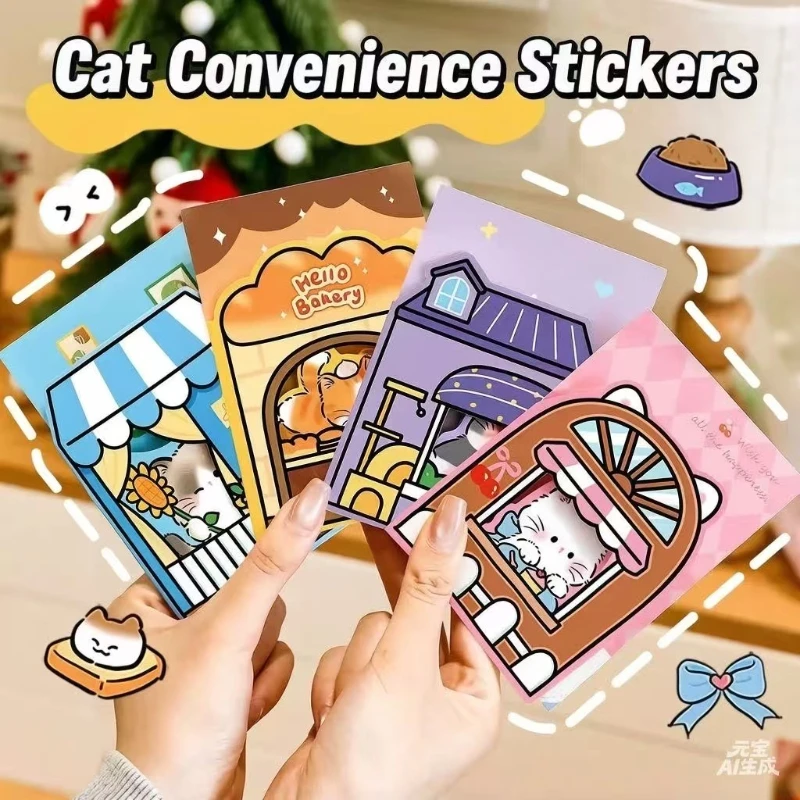 

Kawai Ins Cartoon Cat Window Opening Notes Student Cute High Value Decorative Sticky Creative Tearable Message N Times Lovely