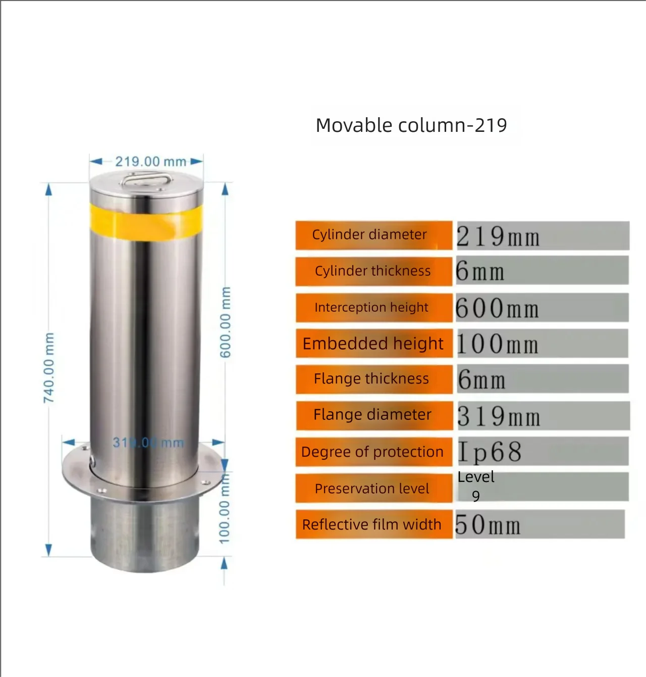 Устройство используемое для предотвращения транспортных средств от контроля потери и повных столкновений можно свободно приподнять и снизить.