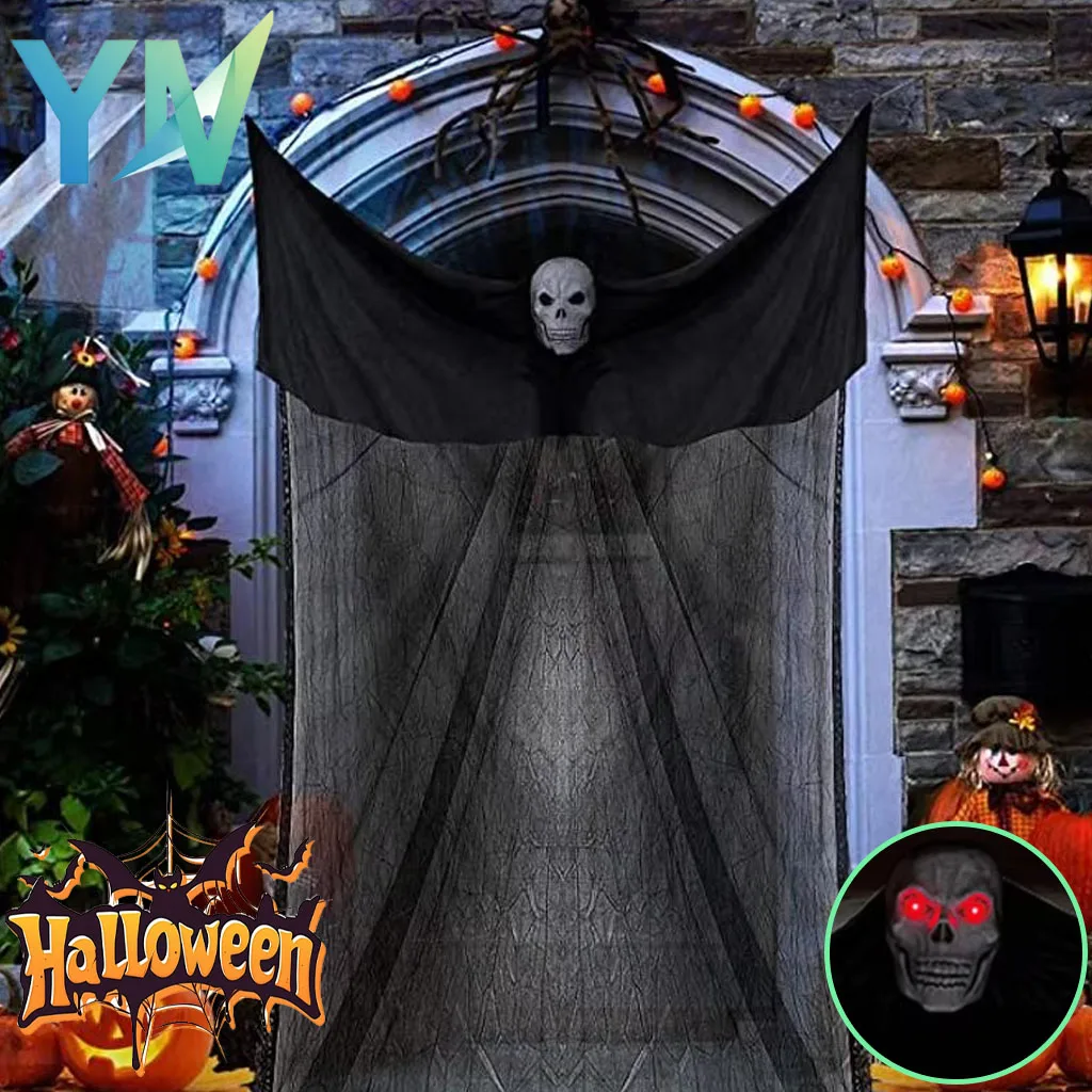 3.3M Halloween Ghost Pendant with Motion Sensor Sound and Glowing for Haunted House Escape Room Outdoor Yard Spooky Prop Decor