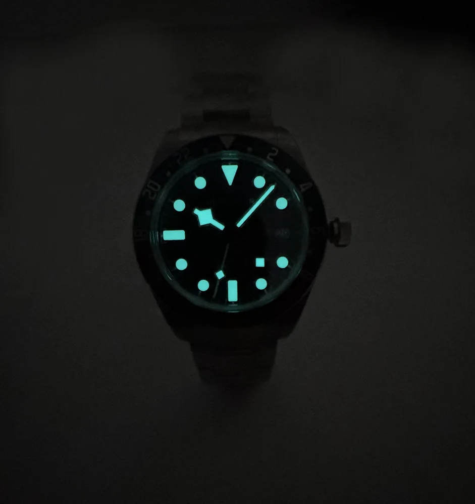 ساعة أوتوماتيكية للرجال من HEIMDALLR 42.3 ملم بتوقيت جرينتش ساعة يد ميكانيكية 20ATM مقاومة للماء غواص مضيئة ثنائية الاتجاه دوران الحافة NH34