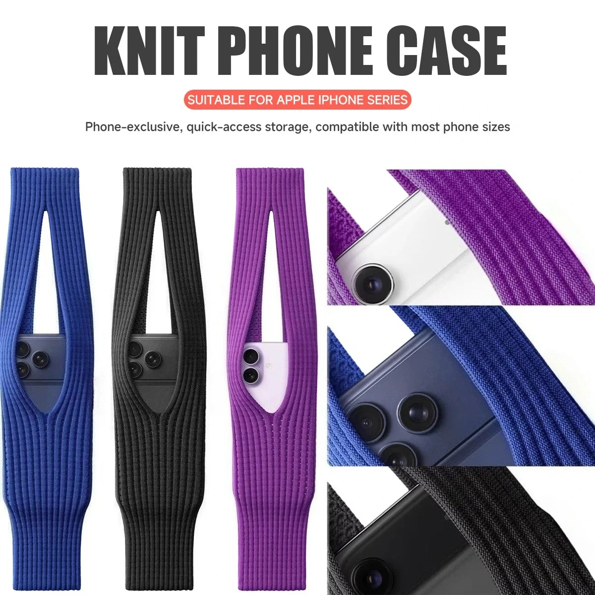 New Mobile Phone Pocket Crossbody Knitted Handbag Bag Soft Polyester Material For iPhone For Samsung Decorative Storage Bag