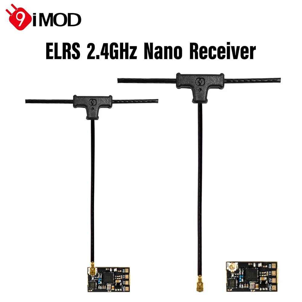 Receptor ELRS 9IMOD de 2,4 GHz, receptor de antena T de 2,4 GHz, módulo Nano de baja latencia para carrera FPV y FPV de largo alcance