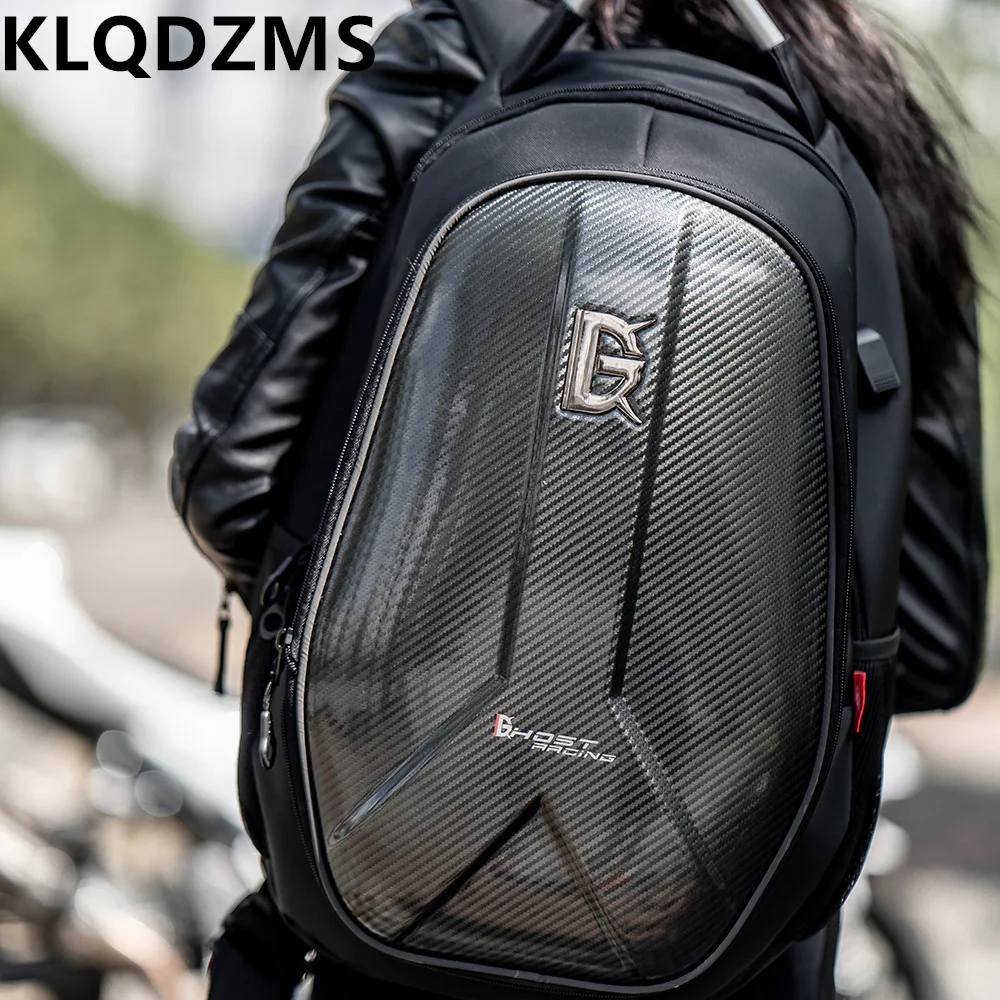 KLQDZMS Motorcycle Advanced Practical Oxford Cloth Backpack Matte Bright Motorcycle Waterproof Riding Bag Neutral Hard Backpack