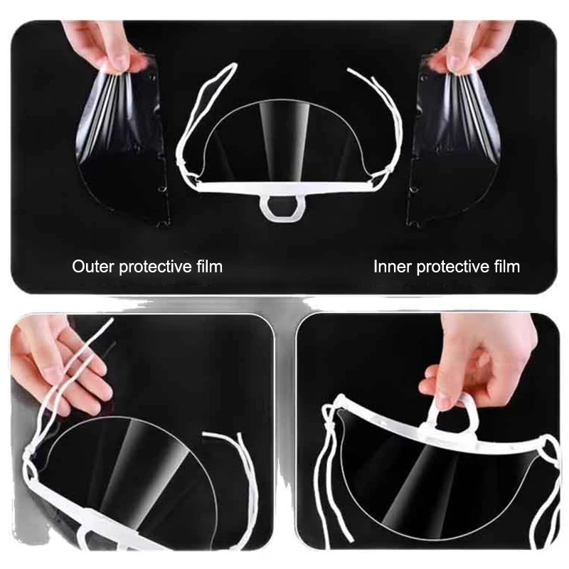 

.10/20/30Pcs Reusable Transparent Anti-fog Mask Cover Plastic Open Face Guard Restaurant School Plastic Anti-saliva Mouth Shield