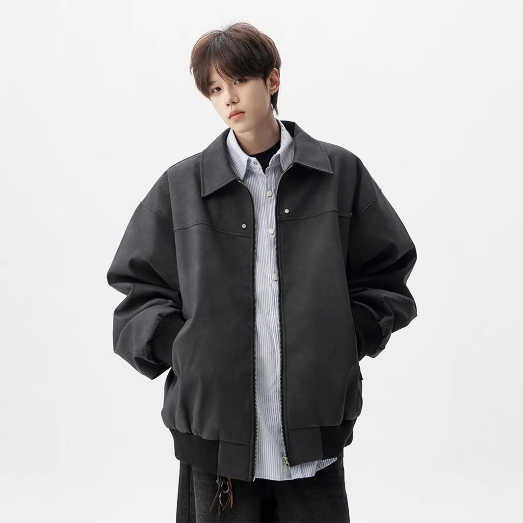 American Style Turn-Down Collar Leather Jacket for Men, New Loose Casual Design for Spring and Autumn, Stylish Couple Workwear